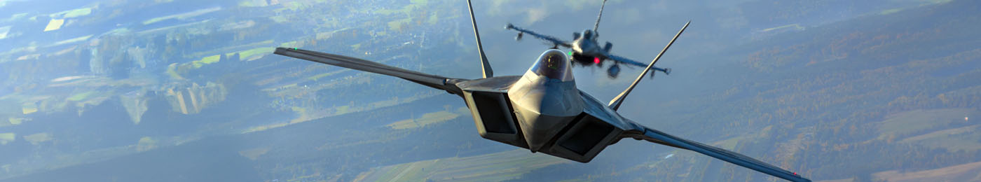 two F-22 Raptor jets