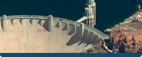 a Dam over looking a reservoir